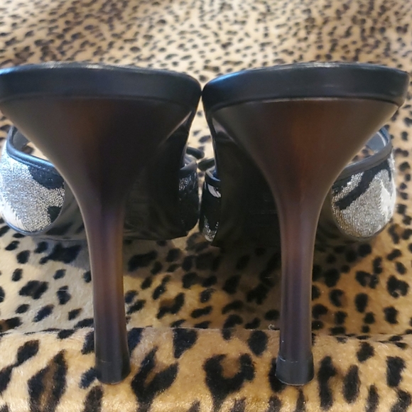 ST. JOHN Black/White/Silver Stilletto Mule S 8 - Picture 2 of 16
